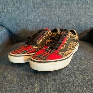 Vans Old Skool Custom Shoes Plaid/Leopard